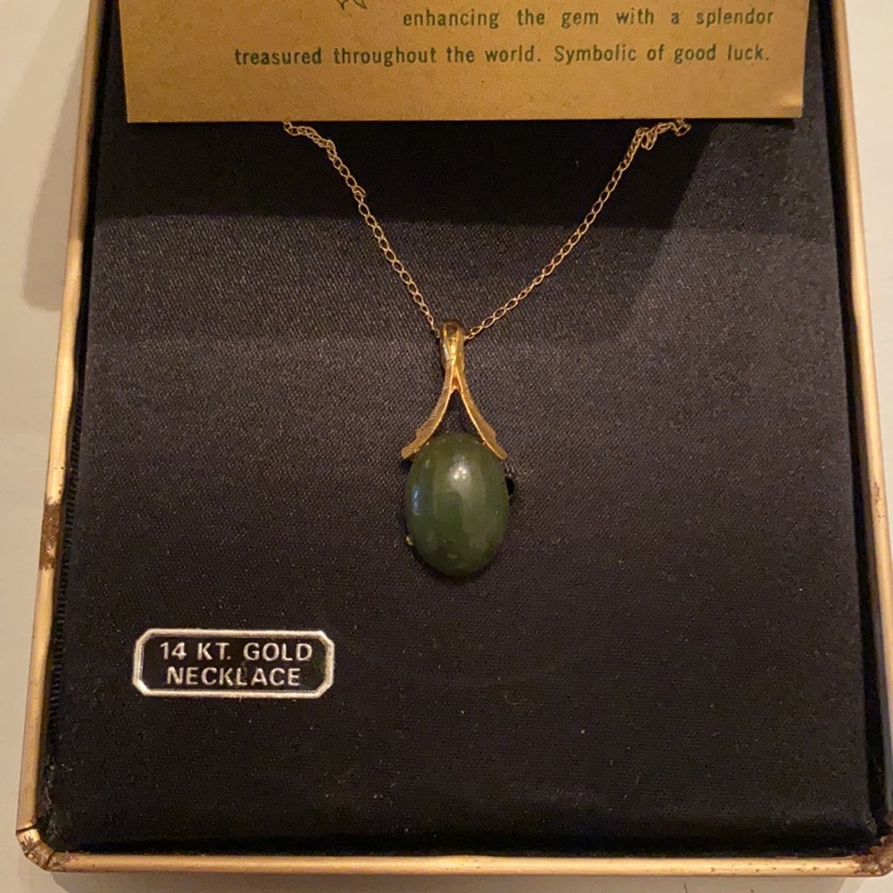 Vintage Gold & Jade Necklace HASKELL & FABER - Picture 4 of 4